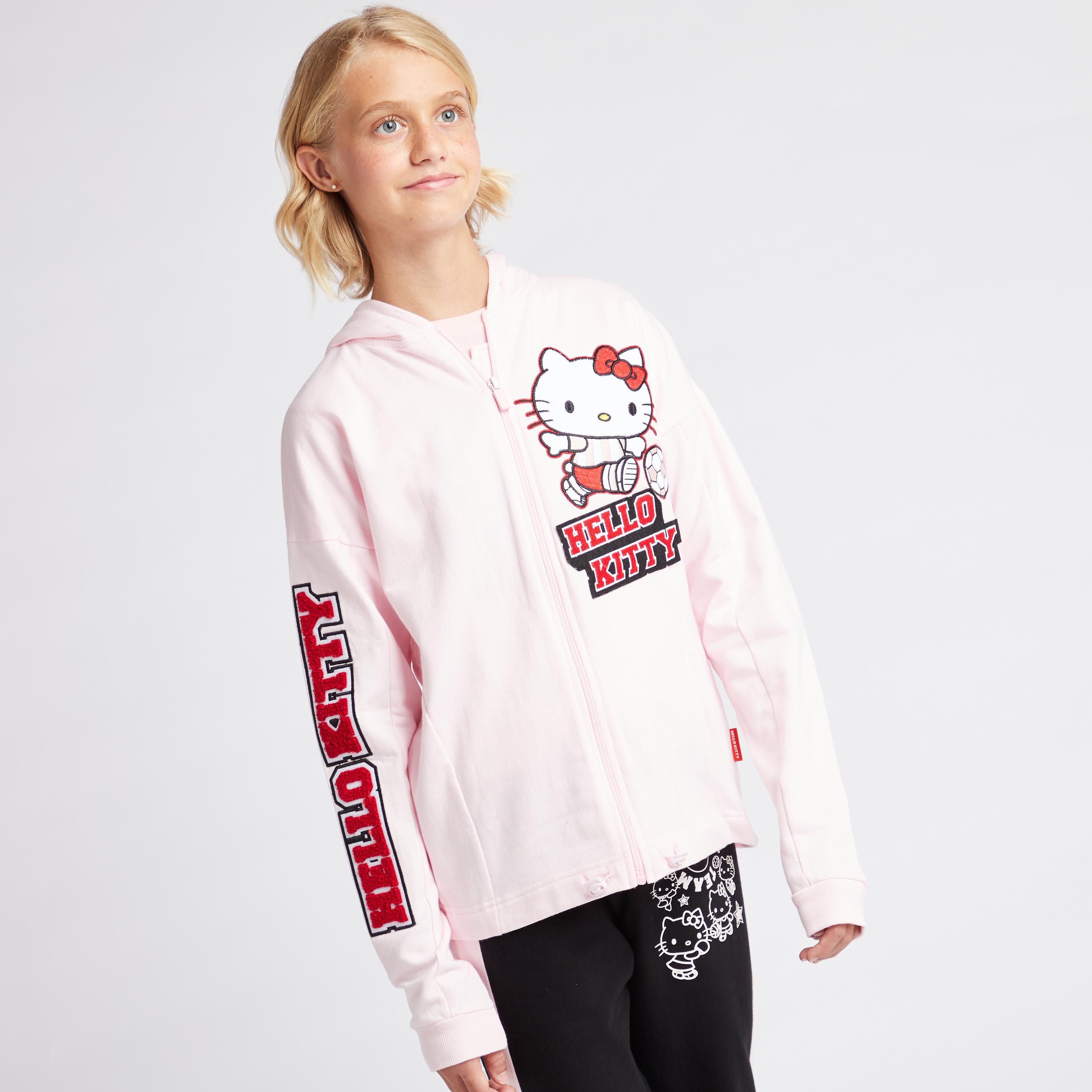 Shop Hello Kitty Print Hooded Neck Jacket with Long Sleeves Online