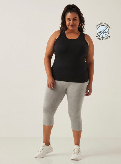 Cropped Anti-Pilling Leggings with Elasticated Waistband
