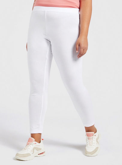 Solid Anti-Pilling Leggings with Elasticated Waistband