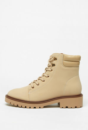 Solid High Cut Boots with Lace-Up Closure