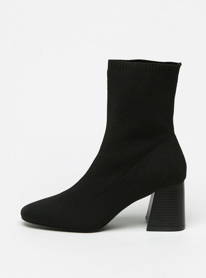 Solid Slip-On Boots with Block Heels