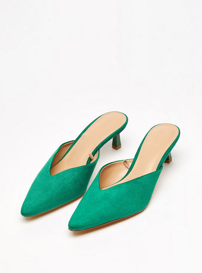 Solid Pointed Toe Slip-On Mules with Stiletto Heels