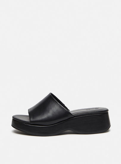 Solid Open Toe Slip-On Sandals with Wedge Heels-Heels-image-0