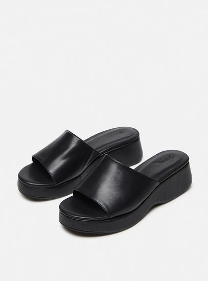 Solid Open Toe Slip-On Sandals with Wedge Heels-Heels-image-1