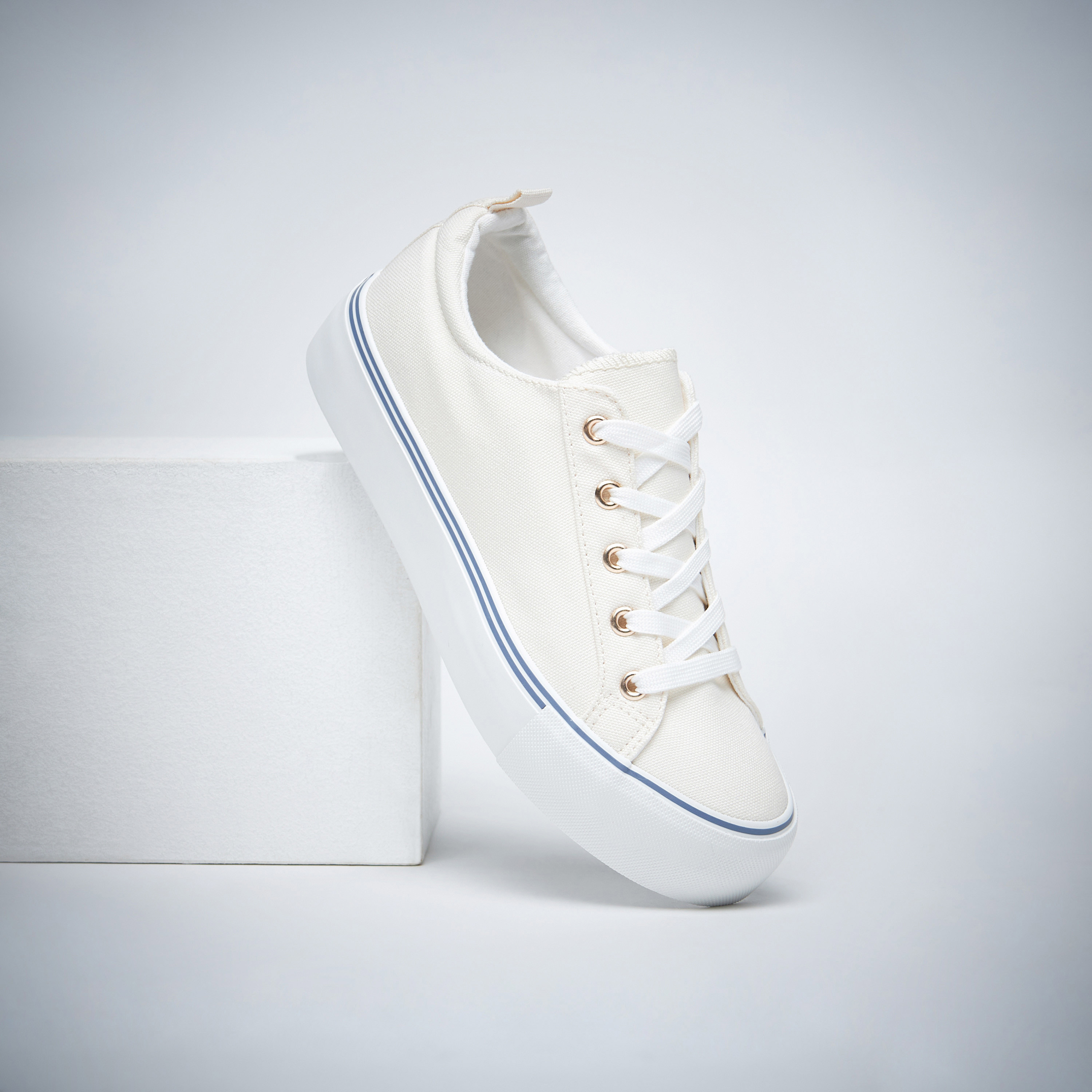 Shop Textured Canvas Shoes with Lace Up Closure Online Max Bahrain