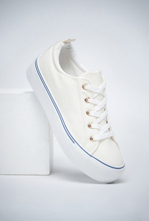 Textured Canvas Shoes with Lace-Up Closure-mxwomen-shoes-sneakers-3