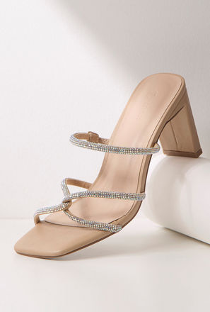 Embellished Slip-On Sandals with Block Heels-mxwomen-shoes-heels-0