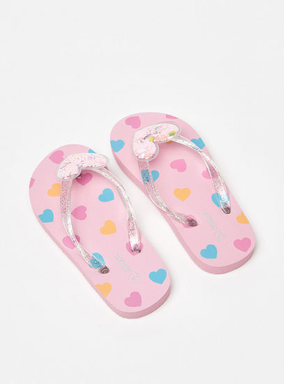 Heart Embellished Slip-On Beach Slippers-Flip Flops-image-1