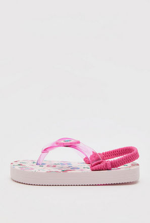 Floral Print Beach Slippers with Elasticated Straps