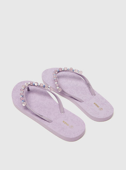 Embellished Slip-On Thong Slippers
