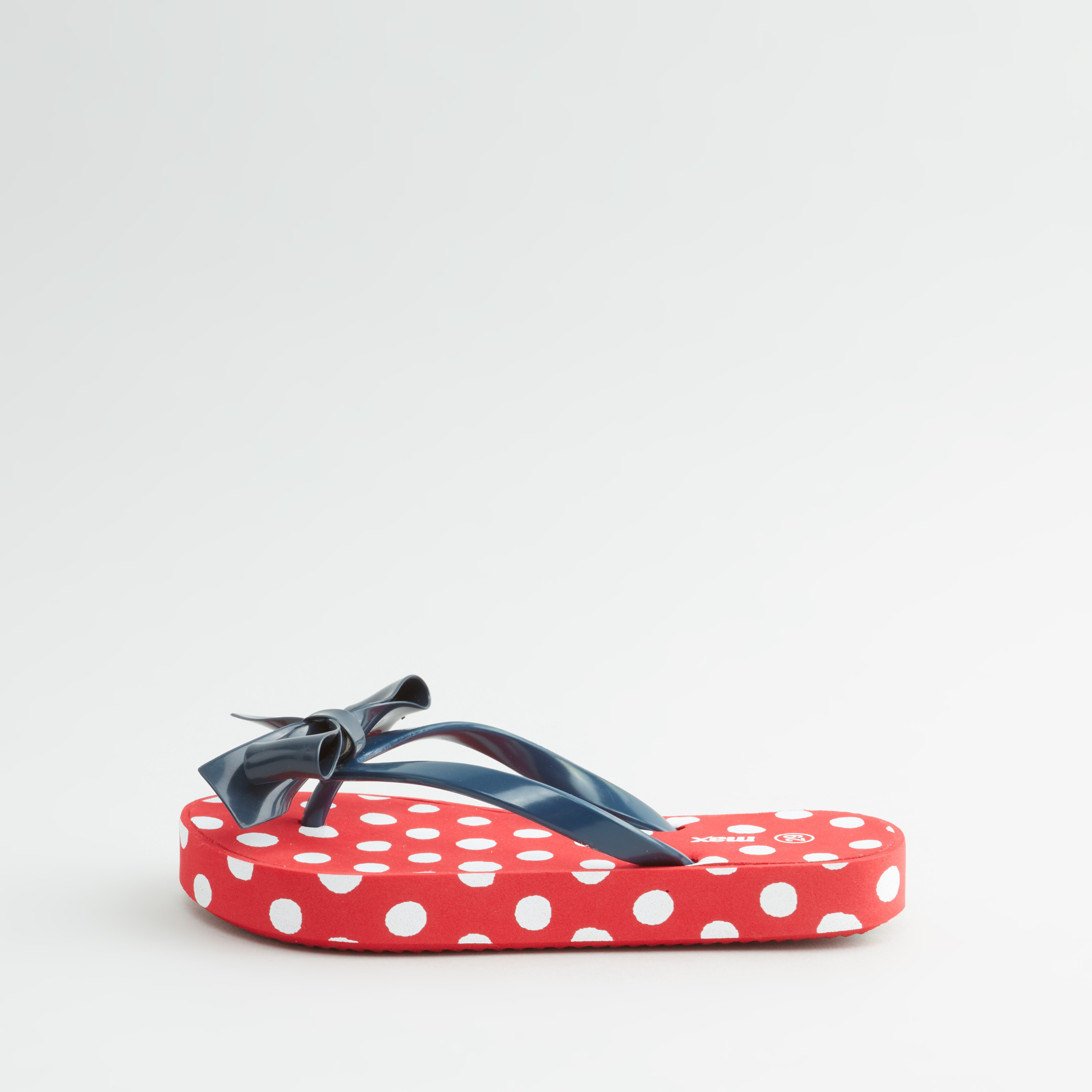 Shop Polka Dot Printed Flip Flops with Bow Applique Online Max