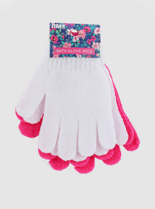 Textured 4-Piece Bath Glove Set