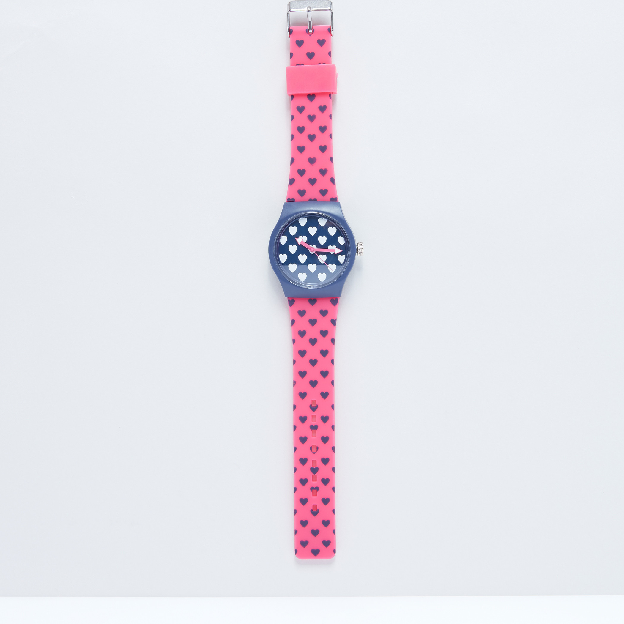 Shop Heart Printed Round Wrist Watch with Pin Buckle Online Max