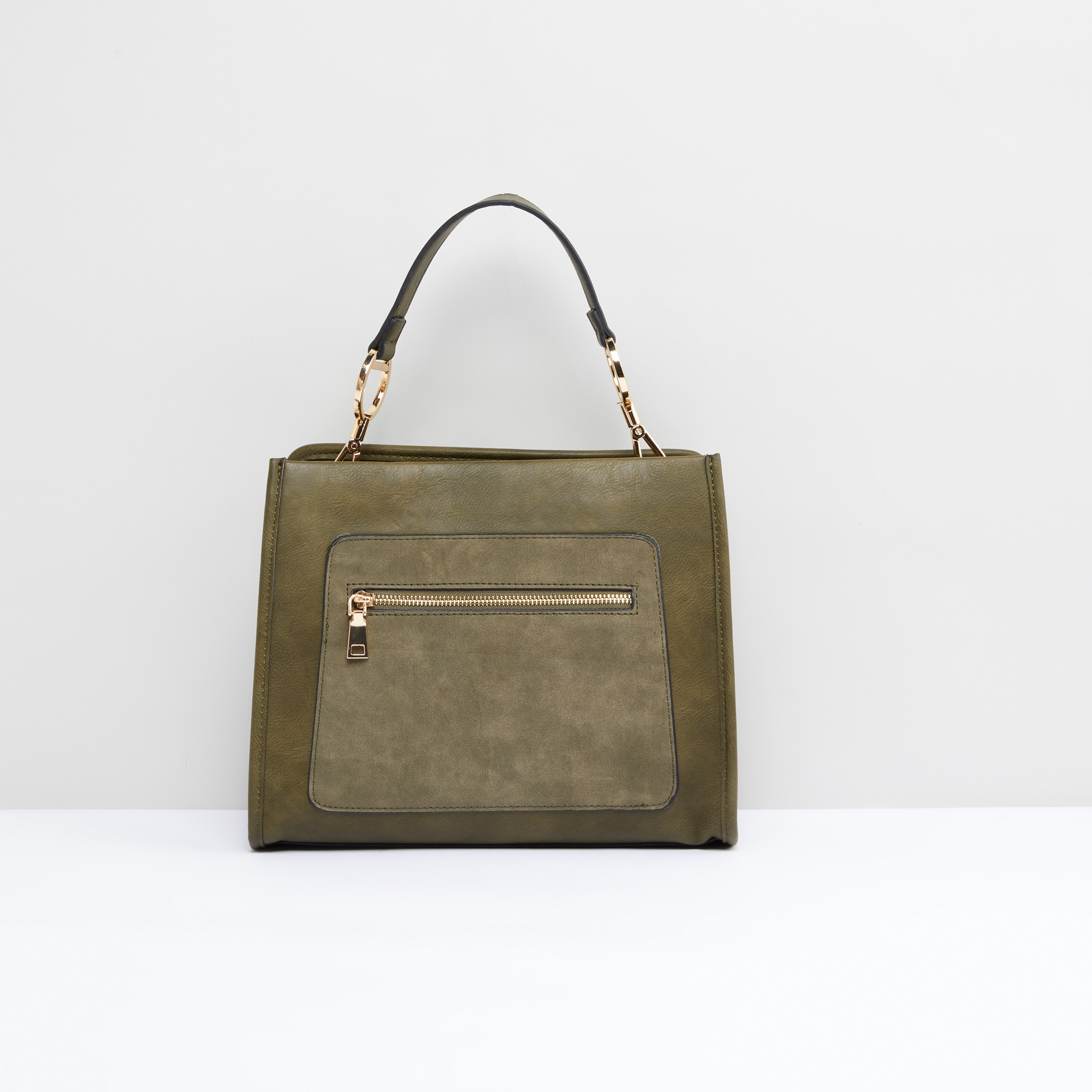 Shop Plain Shoulder Bag with Strap Handle and Lock Clasp Closure Online |  Max Oman
