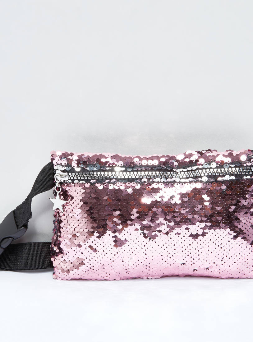 Shop Sequin Detail Bum Bag with Zip Closure Online
