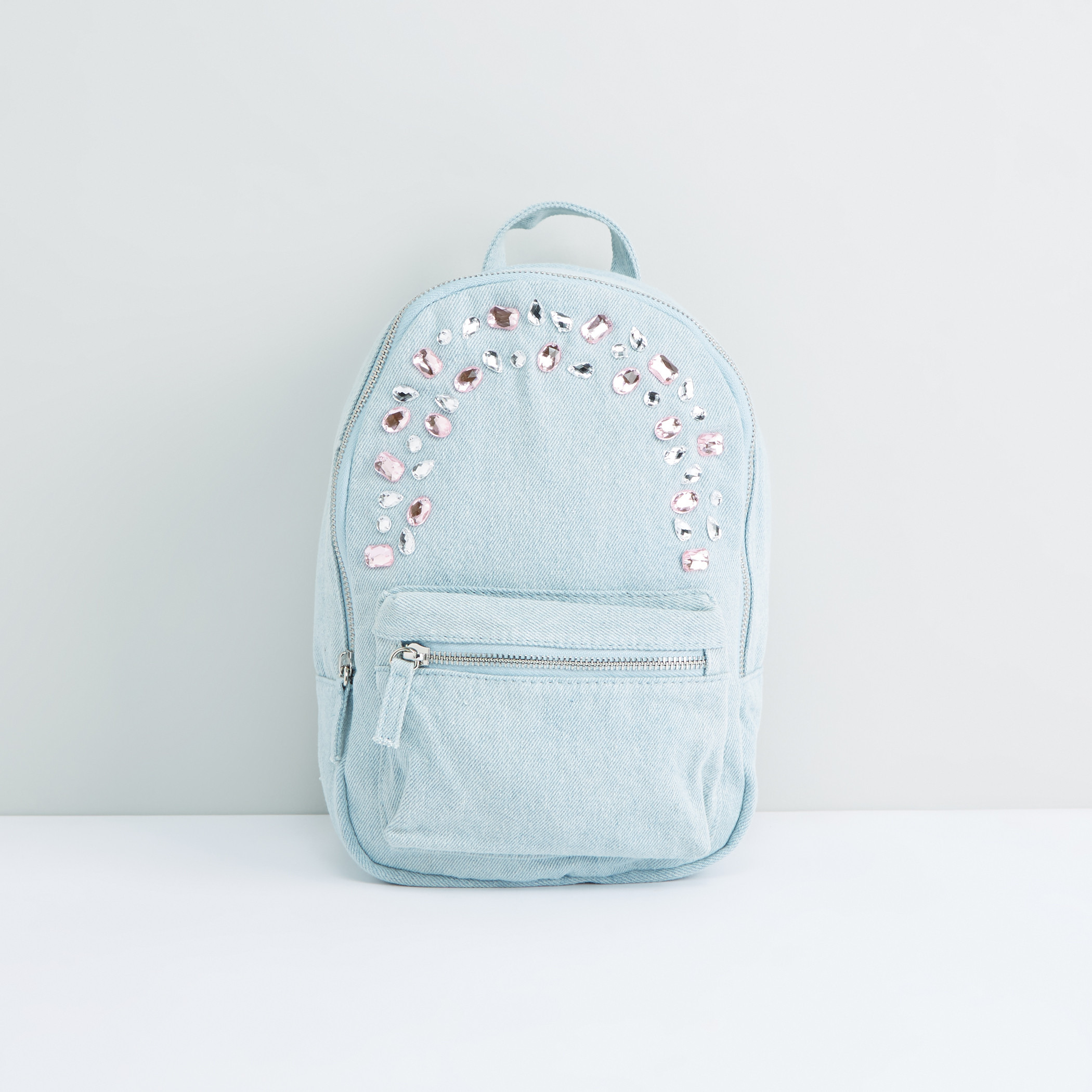 Shop Studded Backpack with Zip Closure Online | Max Qatar