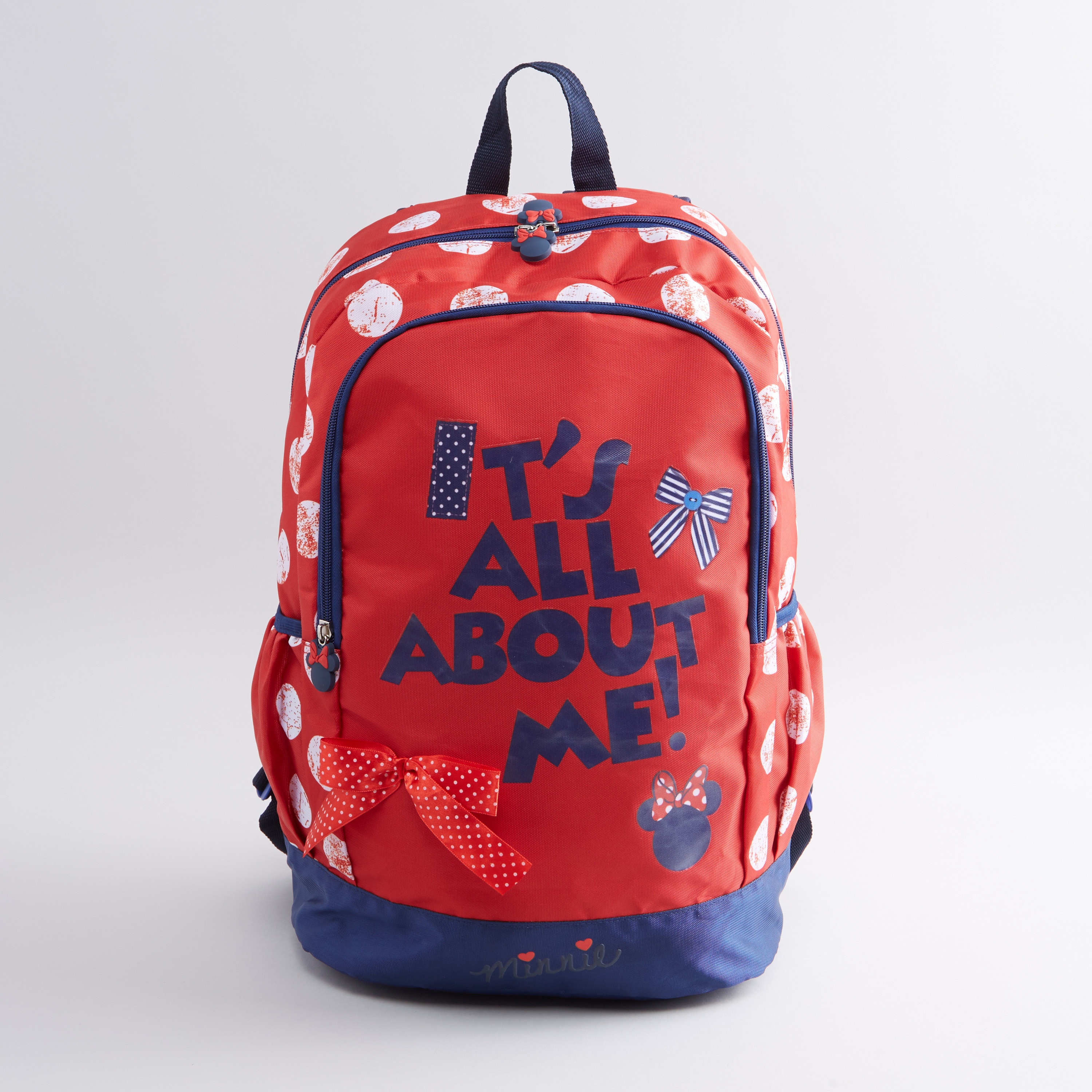 Shop Minnie Mouse Polka Dot Print Backpack with Zip Closure