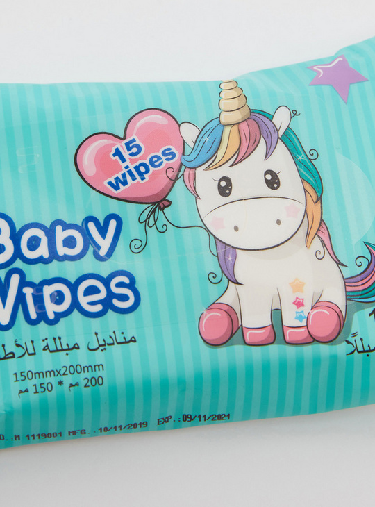 Pack of 2 - Unicorn Print 15-Piece Baby Wet Wipes