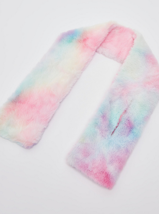 Shaded Plush Scarf with Slit Detail