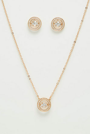 Studded Necklace and Earrings Set