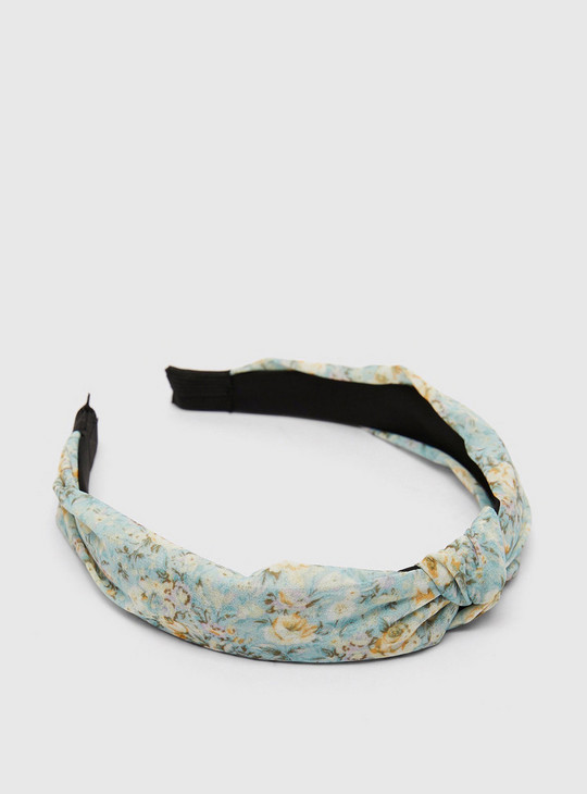 Floral Print Hairband with Knot Detail