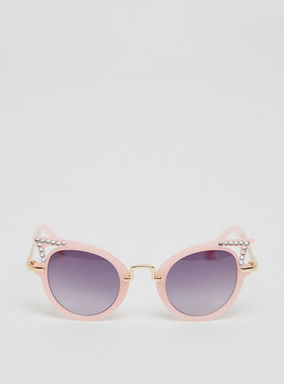 Stone Studded Metal Cat Eye Sunglasses
