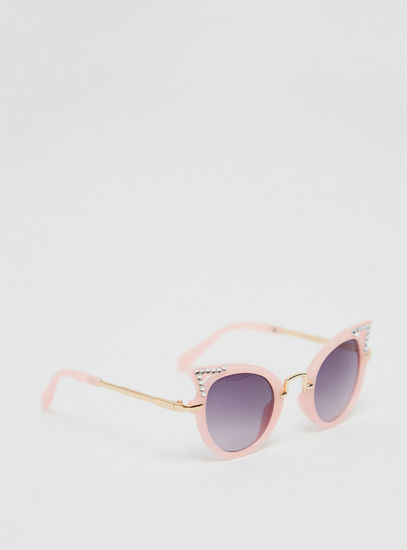 Stone Studded Metal Cat Eye Sunglasses