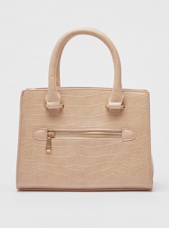 Textured Hand Bag with Zip Closure and Grab Handle