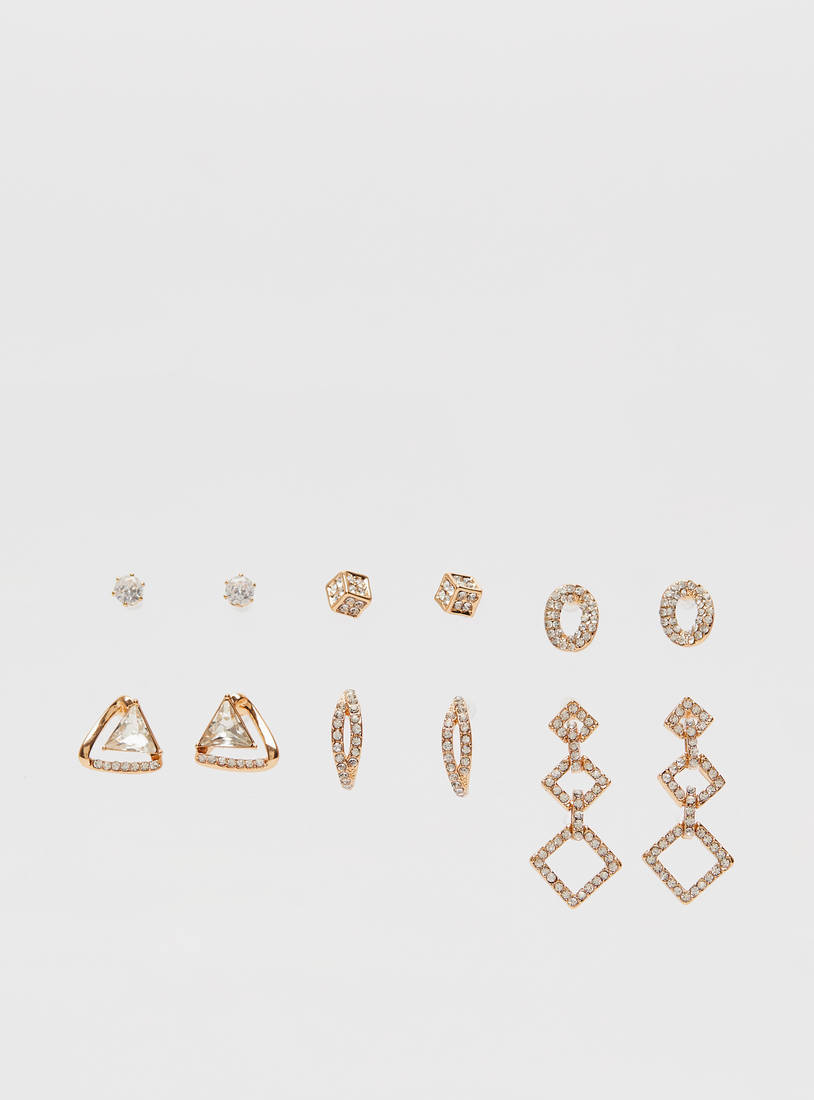 Set of 6 - Assorted Crystal Studded Earrings-Earrings-image-0