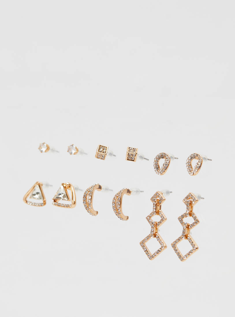 Set of 6 - Assorted Crystal Studded Earrings-Earrings-image-1