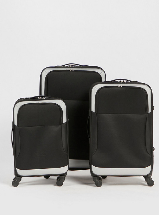 Solid Soft Suitcase with Retractable Handle and Wheels - 36x18x58 cms