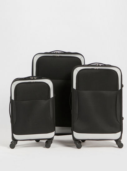Solid Soft Suitcase with Retractable Handle and Wheels - 41x20.5x68 cms-Luggage-image-1