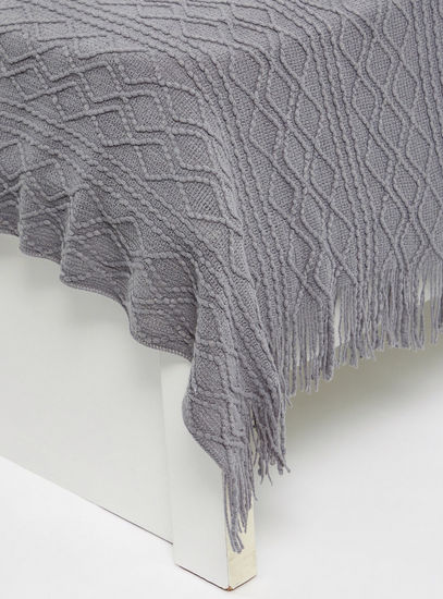 Textured Rectangular Throw with Fringes - 152x127 cms