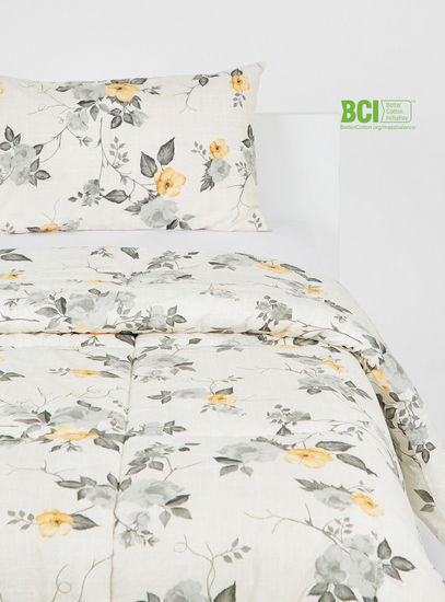 Floral Print 2-Piece BCI Cotton Single Comforter Set - 220x160 cms