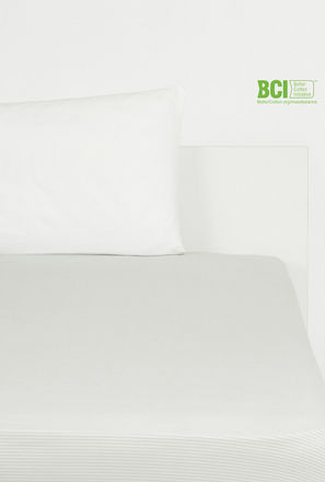 Striped BCI Cotton Queen Fitted Sheet - 200x150 cms