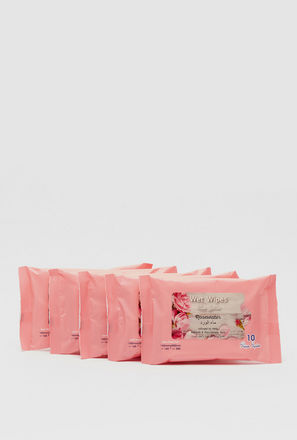 Set of 5 - Rosewater Infused 10-Piece Wet Wipes