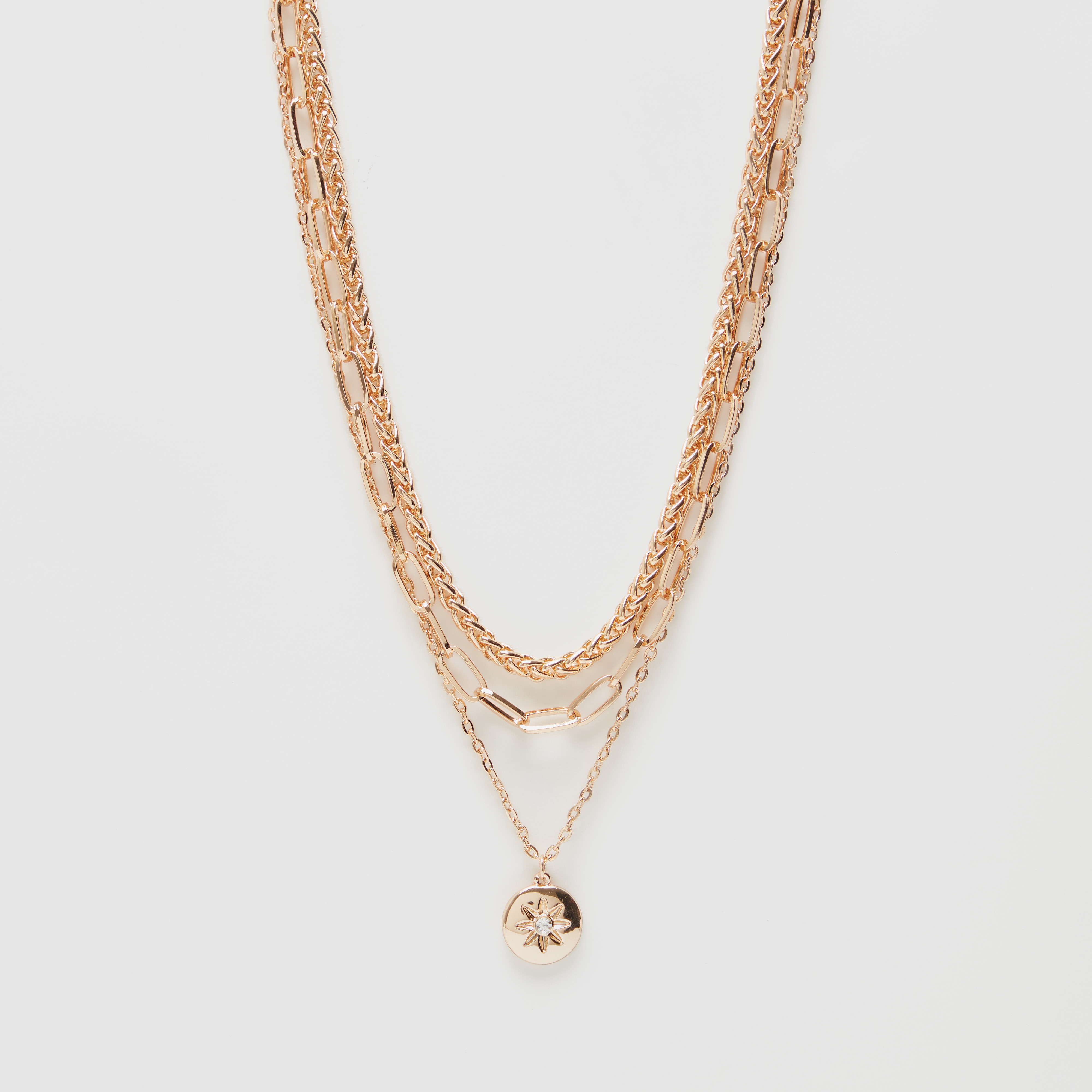 Layered Chain Necklace with Pendant 