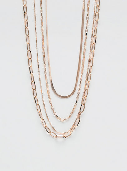 Metallic Layered Necklace with Lobster Clasp Closure-Necklaces & Pendants-image-0