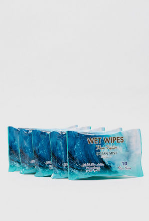Set of 5 - Ocean Mist 10-Piece Wet Wipes