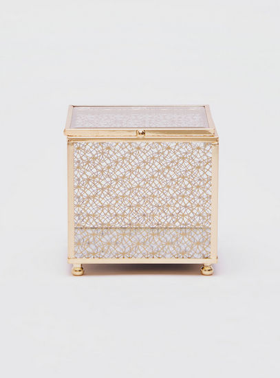 صندوق مجوهرات ديكور بطبعات وغطاء-صناديق الديكور والتخزين-image-0
