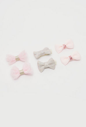 Set of 6 - Assorted Hair Clip with Bow Applique