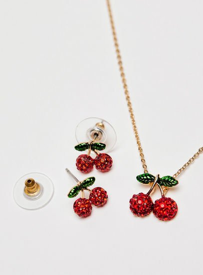 Embellished Pendant Necklace and Stud Earring Set