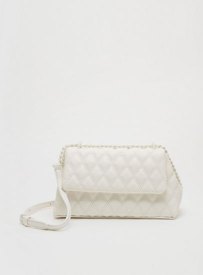 Quilted Crossbody Bag with Magnetic Snap Closure