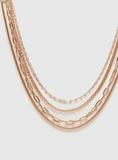 Metallic Layered Necklace with Lobster Clasp Closure
