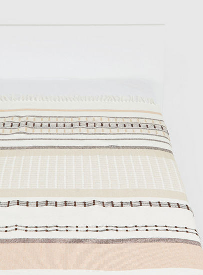 Striped Throw with Tassel Detail - 152x127 cms-Throws & Blankets-image-0