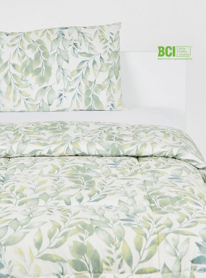 Leaf Print 2-Piece BCI Cotton Single Comforter Set - 220x160 cms