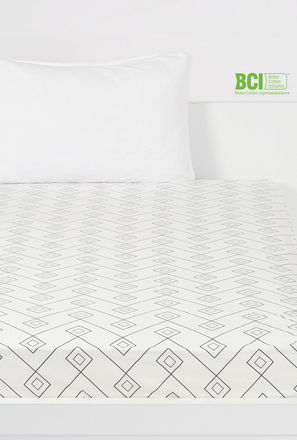 All-Over Geometric Print BCI Cotton Fitted Sheet - 200x180 cms