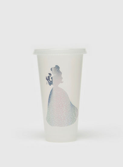 Princess Print Colour Changing Cup with Lid and Straw - 680 ml