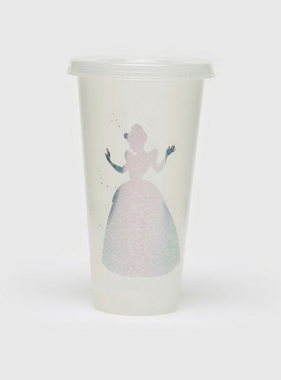 Cinderella Print Colour Changing Cup with Lid and Straw - 680 ml