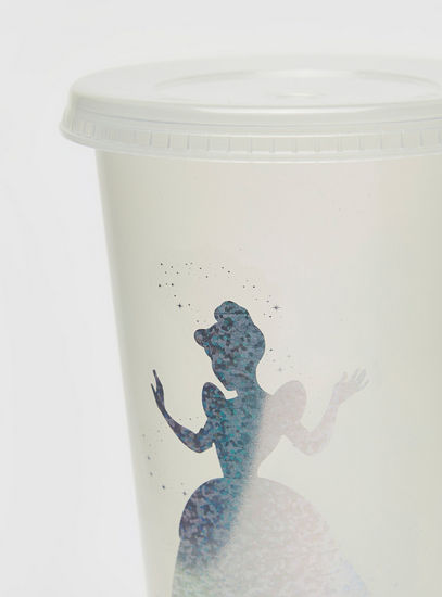 Cinderella Print Colour Changing Cup with Lid and Straw - 680 ml